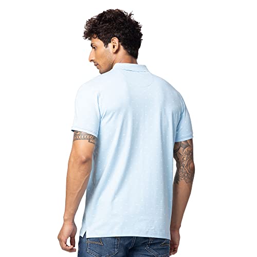 Image of Spykar Men's Slim Fit Polo Neck Half Sleeve Printed Casual T-Shirt