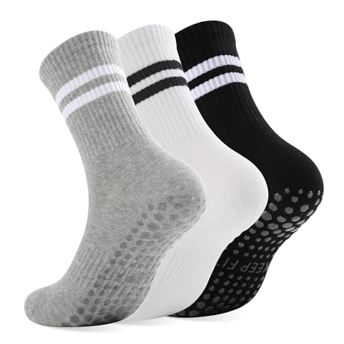 Image of loudashuaiqi Grip Pilates Socks Non Slip Athletic Yoga Socks with Grips for Women Grippy socks for Hospital Workout Barre