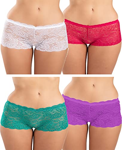 Image of FIMS - Fashion is my style Cotton Lycra Net Boy Short Panty for Womens, Mid Rise, Satin, Hipster Panties, Daily Use, Back and Front Coverage, Brief, See Main Image to Check How Many Panty You Will Get