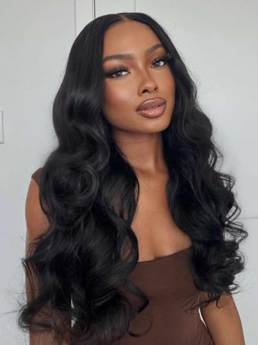 Image of Beauty Forever 7x5 Bye Bye Knots Put on and Go Glueless Wig Pre Cut 3D Body Wave Lace Front Wig Human Hair with Bleached Knots Pre Plucked Wigs for Beginner 150% Density Natural Color 22 Inch