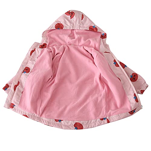 Image of Happy Cherry Kids Boys Girls Fleece Lined Windbreaker Jacket Fashion Prints Hoodie for Fall Winter