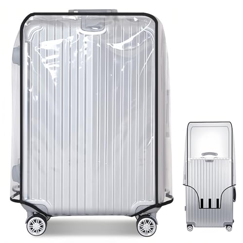 Wefaly Transparente Kofferschutzhülle, 20 Zoll Kofferhülle Kofferüberzug Schutzhülle aus PVC mit Klettverschluss Wasserdicht Staubdicht Kratzschutz Koffer Schutzhülle für Reisen