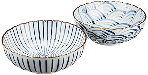 染付絵変り 多用鉢 ペア 直径18.5cm (化粧箱入) 13362のサムネイル