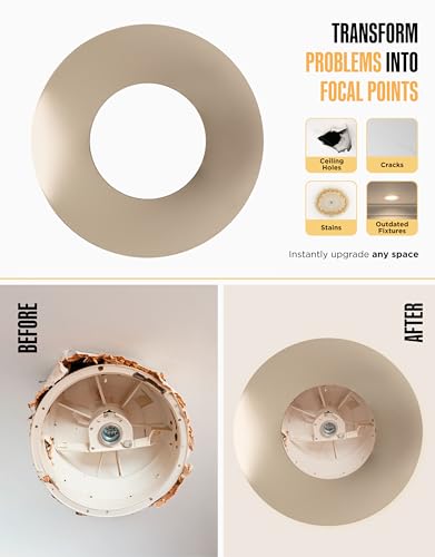 Image of The Can Converter Ceiling Medallion for Recessed Can Light - Home Improvement Decorative Steel Flat Goof Ring & Cover Plate for 5 inch & 6 inch Cans, Small Ceiling Medallion for Chandeliers, Polished Nickel