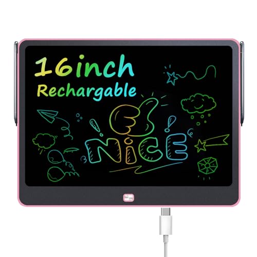 Rechargeable LCD Writing Tablet for Kids, 16 Inch Colorful Drawing Tablet, Educational Toddler...