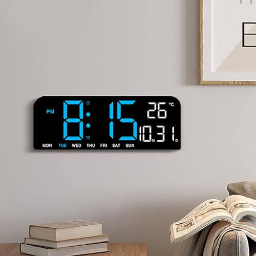 Reloj de escritorio LED con brillo ajustable y temperatura interna Qcwwy 3