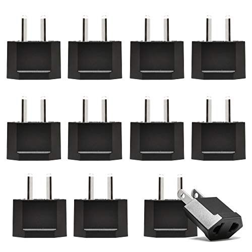 Image of Ceptics Australia, China Plug Adapter Socket, USA to Chinese, New Zealand 2 Pin Type I Adaptor Power Wall Adapter, Argentina, Round to Angled Flat Pin Converter - 12 Pack (12)