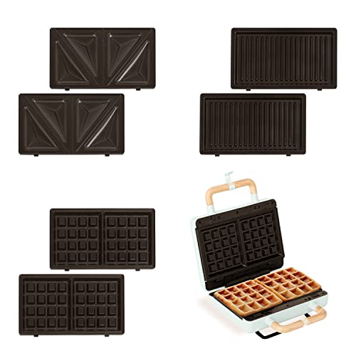 CREATE/STONE 3 IN 1 STUDIO/Sandwichera grill e waffle,azzurra,800W,con piastre antiaderenti