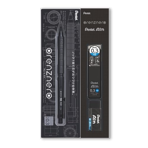 Pentel Orenznero 0.3mm Mechanical Pencil Gift Set Ain Lead Eraser Japan