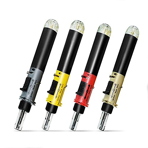Lötkolben-Kit 12 in 1 Gaslötkolben-Set Automatische Zündung Gasbrenner zum Löten Heißschneiden Schweißen(rot)