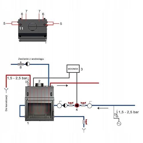 Wasserführender Kamineinsatz KRATKI Lucy 20 kW Ø 200 mit Türfeder-8