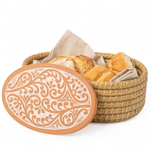 Bread Warmer Basket with Stone - Bread Baskets for Serving T...