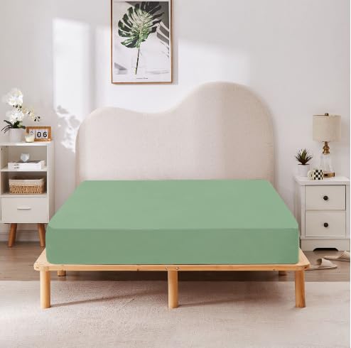 FCLDESHOP Sheets Queen Size Solid Color Polyester Fiber Brushed Bed Sheet Bedroom Hotel Homestay Deep Pocket Mattress Topper