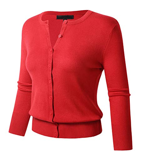 Image of Allsense Women's Long-Sleeve Crewneck Cardigan | Classic Button Down Sweater, Soft Fine Knit, Lightweight