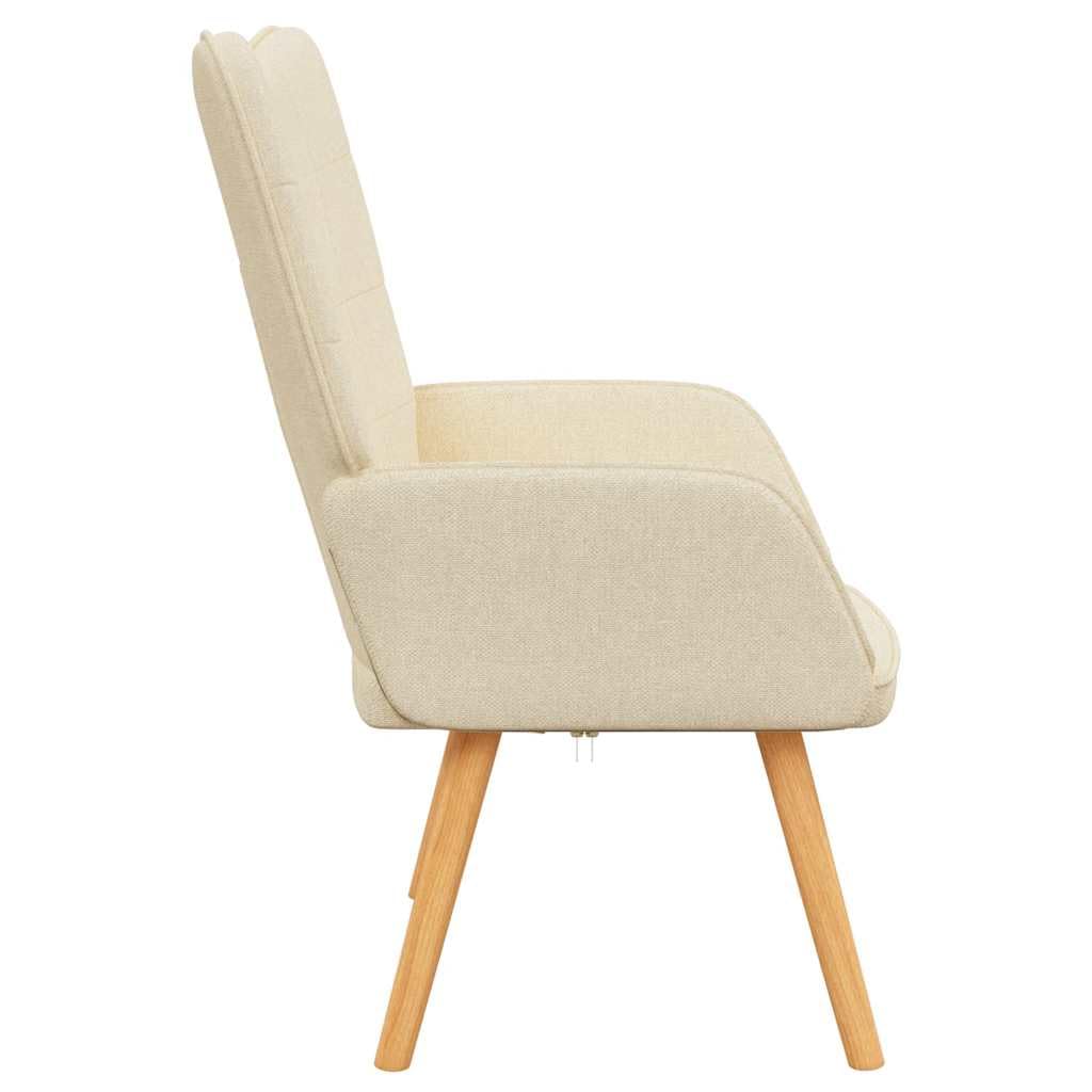 Sillón de relax de tela crema, moderno acento para salón, dormitorio, rincón de lectura, cómodo sillón tapizado con patas de madera, 61,5 x 69 x 95,5 cm