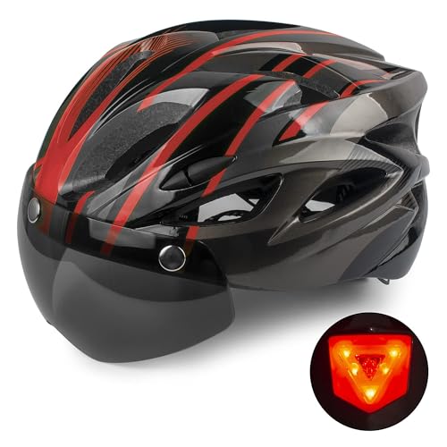 【Casco da bici con visiera protettiva rimovibile, protettiva e protettiva】: La visiera montata magneticamente protegge gli occhi dal vento e dal sole, ed è facile da sollevare o rimuovere con una mano quando appropriato.