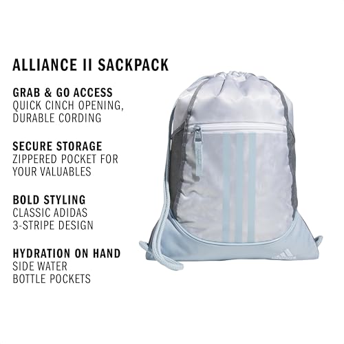 Image of adidas Alliance 2 Sackpack, Stone Wash White /Wonder Blue, One Size, Alliance 2 Sackpack