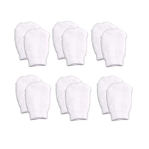 White Newborn Baby Mittens by Nurses Choice (Includes 6 Pairs of No Scratch Cotton Mittens)