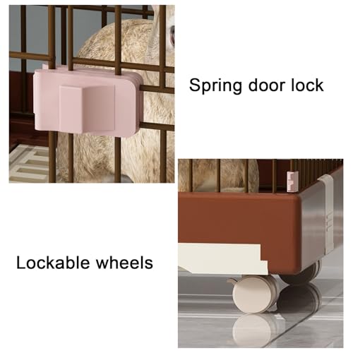 Indoor Kaninchenkäfig auf Rädern mit unterer Schublade Design, einfache Reinigung, 2 Türen, verstärkte Schnalle für kleine Haustiere