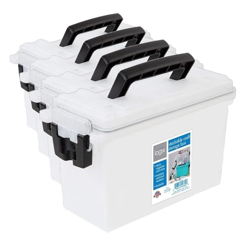 Image of Logix 12535 Translucent Craft Organizer, Art Supply Organizer and Storage, Lockable School Supplies Organization, Moisture Resistant, Made in USA (Pack of 4)