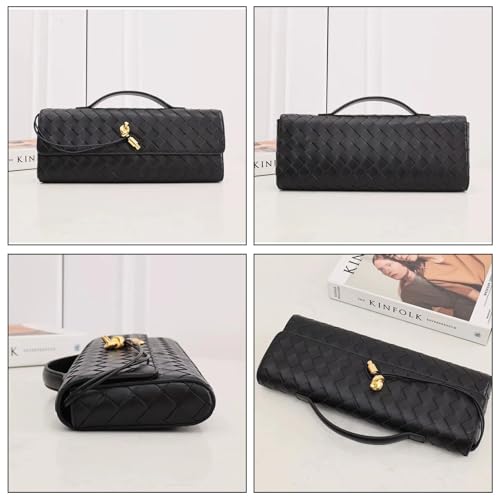 Women's for Woven Evening Bags Vegan Leather Clutch Handbags, Trendy Crossbody Bag Clutch Purses3