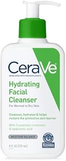 CeraVe Hydrating Facial Cleanser, Moisturizing Face Wash For Dry Skin, Hyaluronic Acid + Ceramides + Glycerin, Hydrating Cleanser For Normal To Dry Skin, National Eczema Association Certified