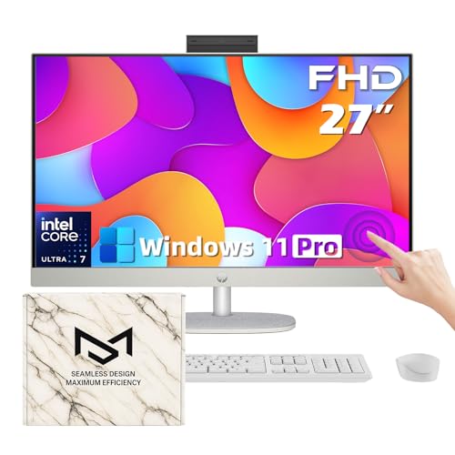 Image of HP 27 inch Touchscreen All-in-One Computer, Intel Ultra 7 155U(up to 4.8 GHz), 64GB RAM, 4TB SSD, 1080P Camera, Win 11 Pro, Wi-Fi 6 & Bluetooth 5.3, for Office, Home & Video Calling, w /PC Accessories