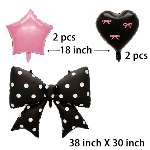 Image of FBQ Bow Balloons Heart Pentagram Foil Balloons Retro Bow Theme | Birthday Decor, Engagement Party, For Girls Boys, Party Supplies
