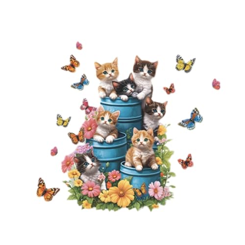 Vinilos Decorativos Kittens con Mariposas y Flores