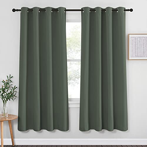 NICETOWN Blackout Curtain for Bedroom 72 inches Long - Grommet Thermal Curtain Room Darkening Window Treatment Sound & Light Blocking for Living Room (1 Panel, Dark Mallard, W52 x L72)