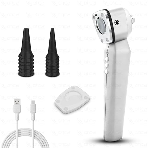 Image of OTICA 3.7V Professional Diagnostic Pocket LED Otoscope | Rechargeable In-Built 3500mAh Battery | Type-C Charging | Adjustable Intensity | 10 Disposable Specula + Spare Glass | 11707 - White