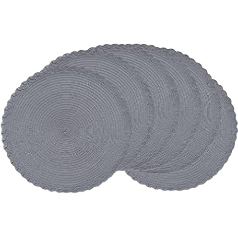 Round Braided Placemats Set of 6,Placemats for Round Table,15 inch Round Placemat,Woven Placemats Table Mats for Dining Tables Cover