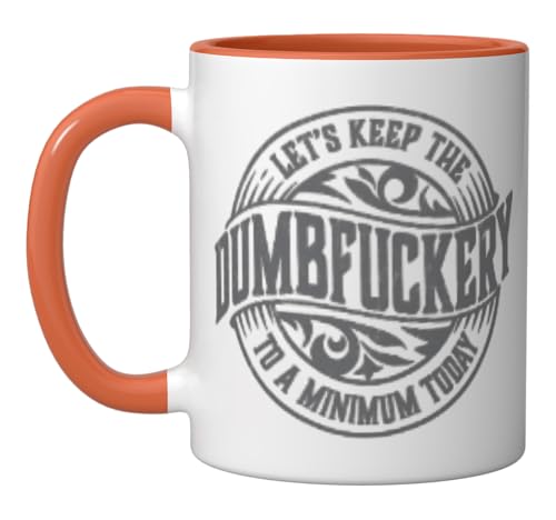 Taza de cerámica naranja y blanca con frase sarcástica miniatura 1