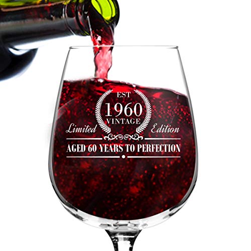 1960 Vintage Edition Birthday Wine Glass for Men and Women (60th Anniversary) 12.75