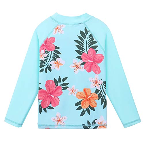 Image of Girls Two Piece Swimsuit Long Sleeve Floral Bathing Suit UPF 50+ Summer Beach Swimwear