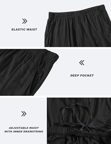 Image of JINSHI Womens Pajama Shorts Soft Comfortable Lightweight Elastic Drawstring Modal Pajama Bottoms Lounge Shorts with Pockets