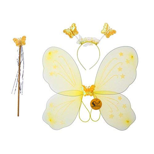 Sage Square Girls Butterfly Fairy Angel Wing, Wand and Hairband (Yellow, Single) (B08KXWK1KZ) Amazon Price History, Amazon Price Tracker