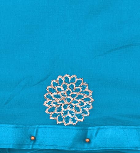 Image of YOUTHQUAKE Golden Floral Embroidery Work Chiffon Dupatta for Womens & Girls with Fancy Moti Lace