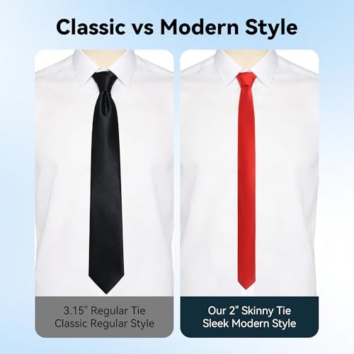 Image of Skinny Tie Men Women 2 inch (5CM) Slim Necktie Solid Thin Ties Formal