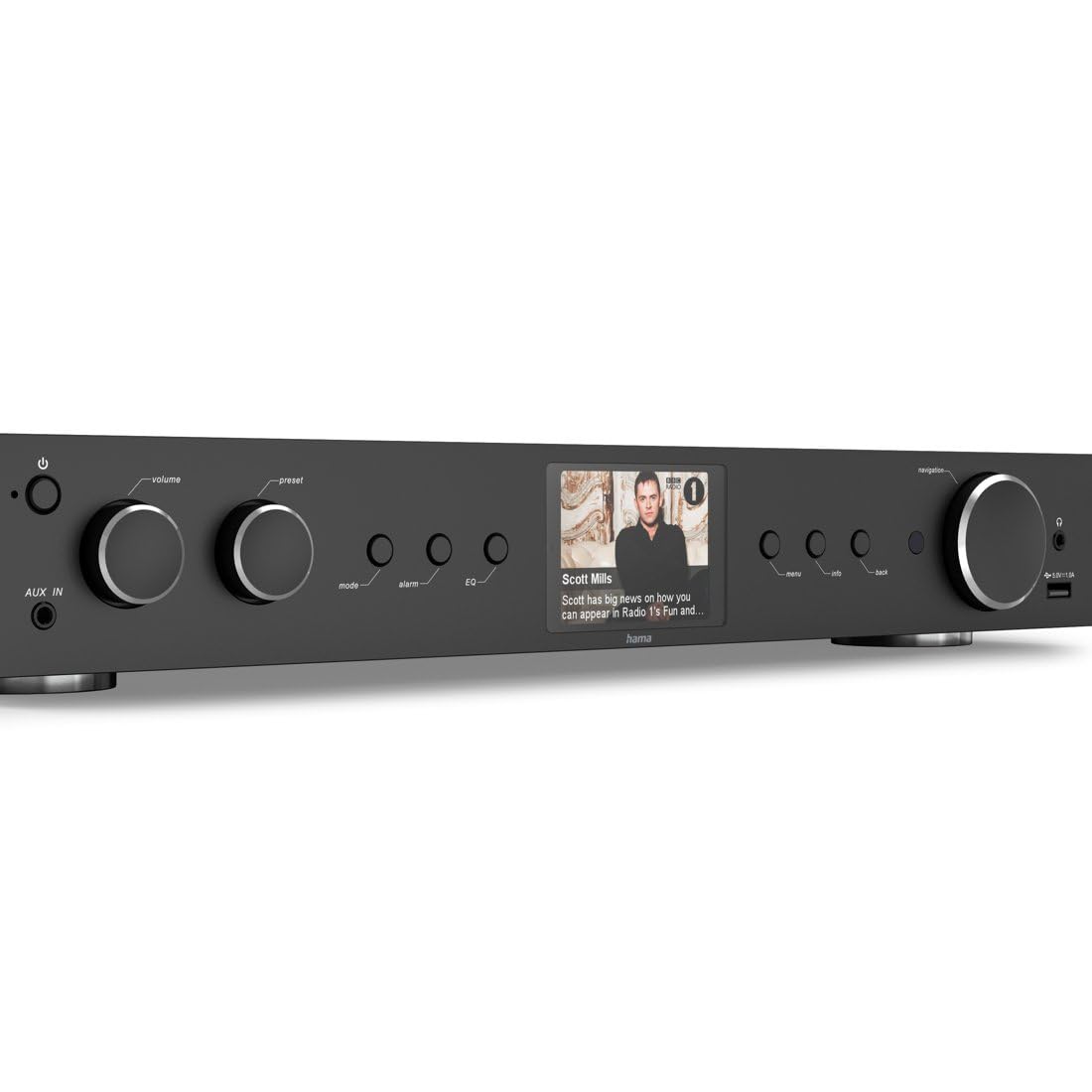 HiFi-Tuner DIT2105, DAB+ / Internetradio/Bluetooth® RX/TX, App, Schwarz