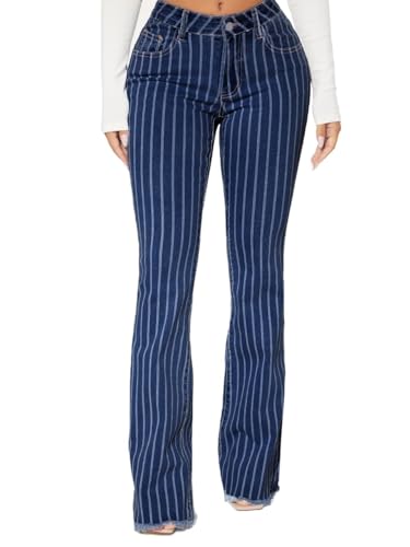 jeans for women trendy Striped Pattern Leg Jeans