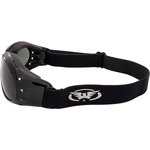 Global Vision Eliminator Padded Motorcycle Riding Goggles For Men And Women (Black Frame/Smoke Lens) #TOP2