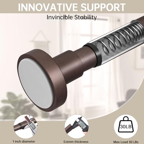 Image of BRIOFOX Shower Curtain Rod Adjustable 18-78 Inch, Stainless Steel Spring Tension Shower Rod No Drilling Non Slip, Bronze
