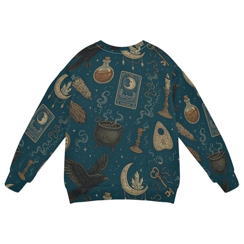 JUNZAN Vintage Witchy Pattern Kids Boys Sweatshirts Hoodies Crewneck Boys Sweat Shirt Athletic 4T2