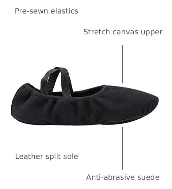 Image of Linodes Stretch Canvas Split Sole Ballet Shoe for Women and Girls Dance | Stretch canvas upper, Breathable, Leather split sole, Stretch-to-fit, For women and girls, Flexible, Comfortable, Lightweight