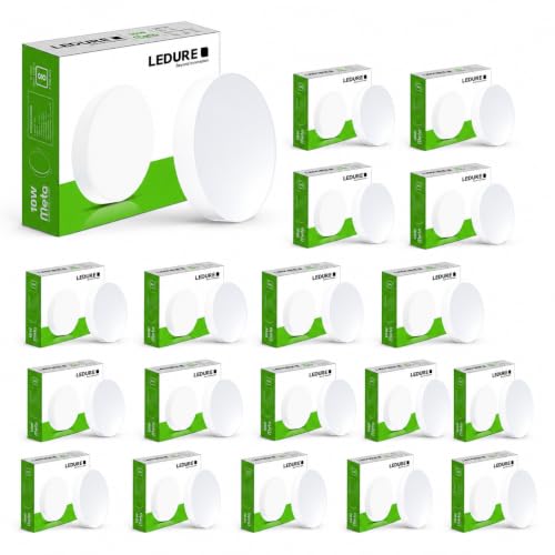 Image of LEDURE 10W Meta Surface Light | Pack of 20| Round Surface-Mount Ceiling Light for Indoor Use | 800 Lumens Energy Efficient LED Downlight for Home | (Cool White)