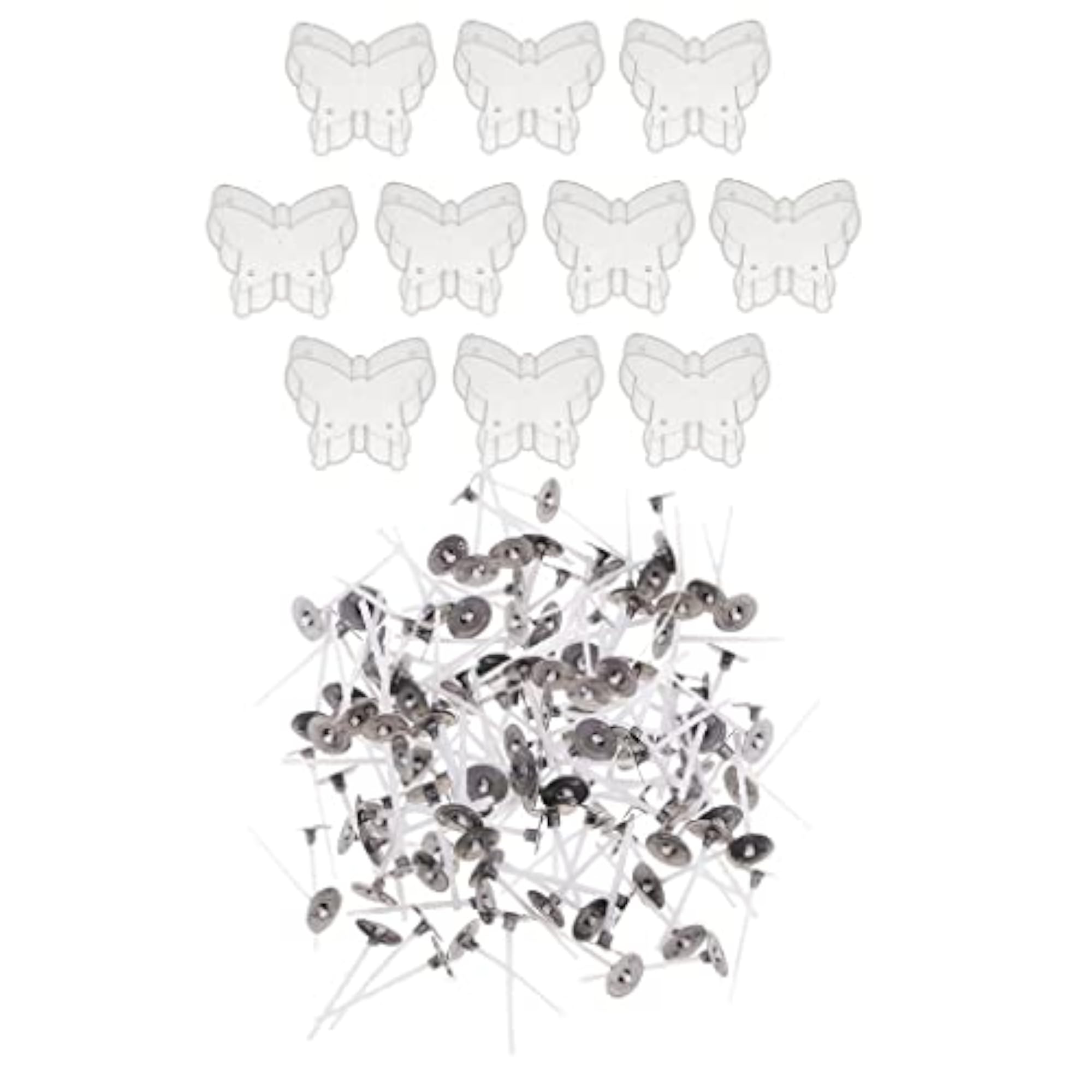 200Pcs Pre-Waxed Candle Wick and 10Pcs Pp Butterfly Tealight Empty Cup