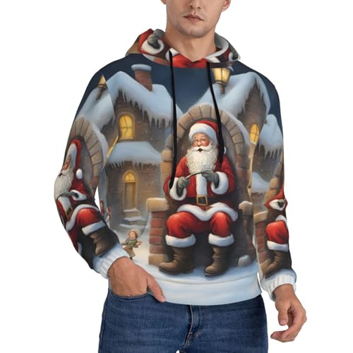 Sweat à capuche Père Noël Snow Scenry pour homme pour un style décontracté