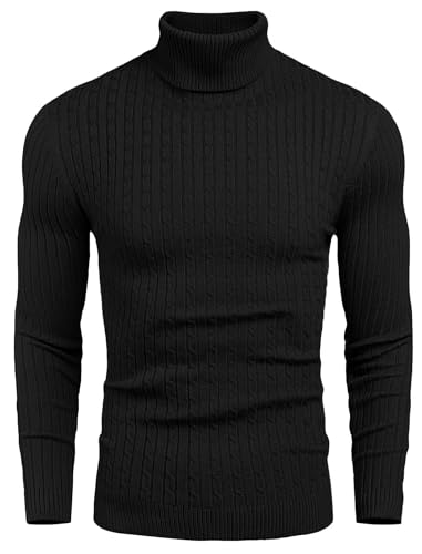COOFANDY Herren Pullover Feinstrick Slim Fit Rollkragenpullover Strick Soft...
