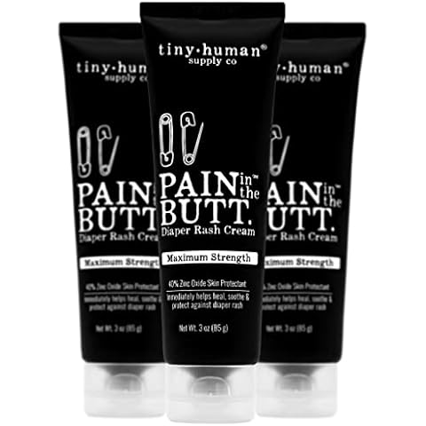 Pain in The Butt MAX Diaper Rash Cream, 3oz, 40% Zinc Oxide, 3-Pack, Natural Ingredients, Petrolatum Free, Soothing, Rapid Relief and Protection for Baby Cover